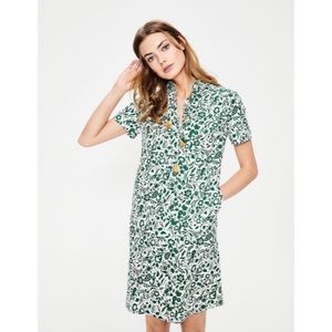 Boden Eleanor Linen Dress Green Floral Cotton Mini